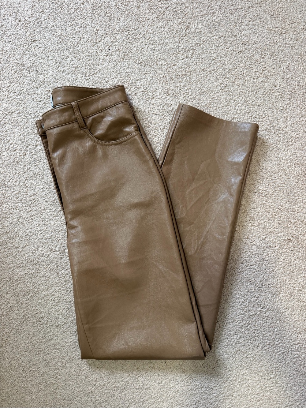 Wilfred Straight-Leg Faux Leather Pants in Brown